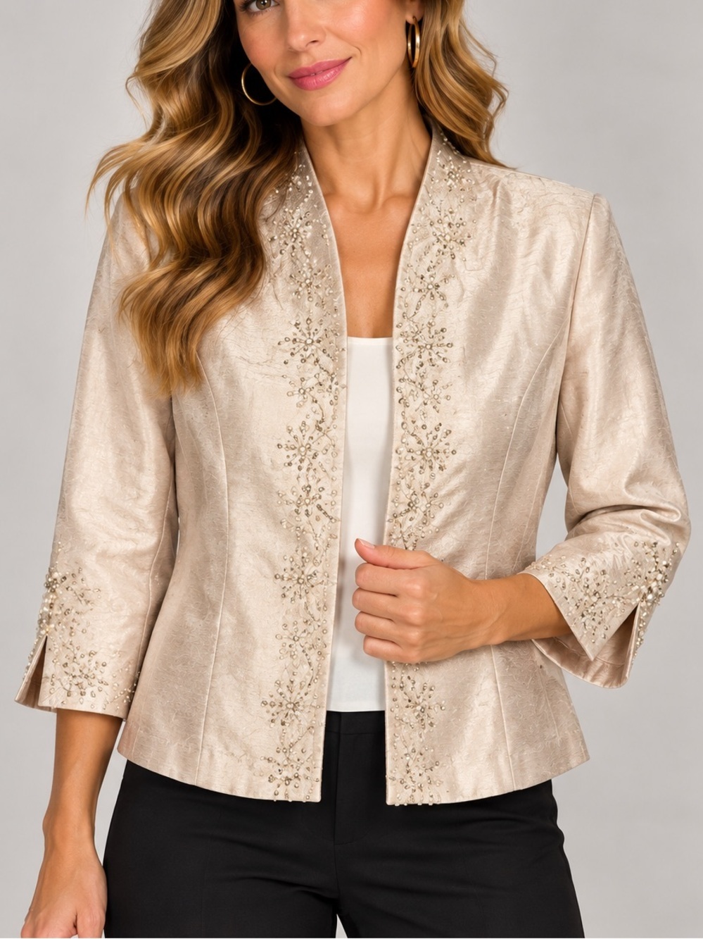 Jessica Howard Pearl Beaded Jacket